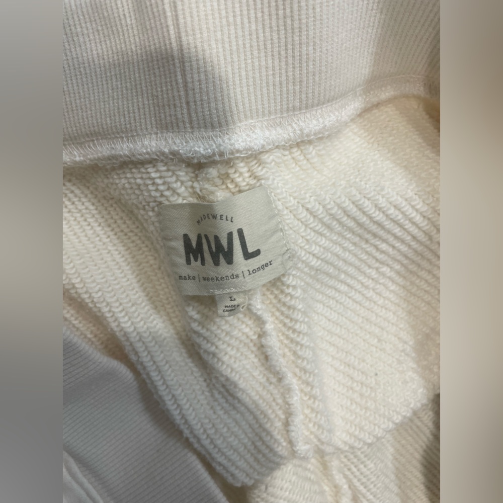 Madewell MWL Airyterry Tapered Cropped Cream  Sweatpants #MD301